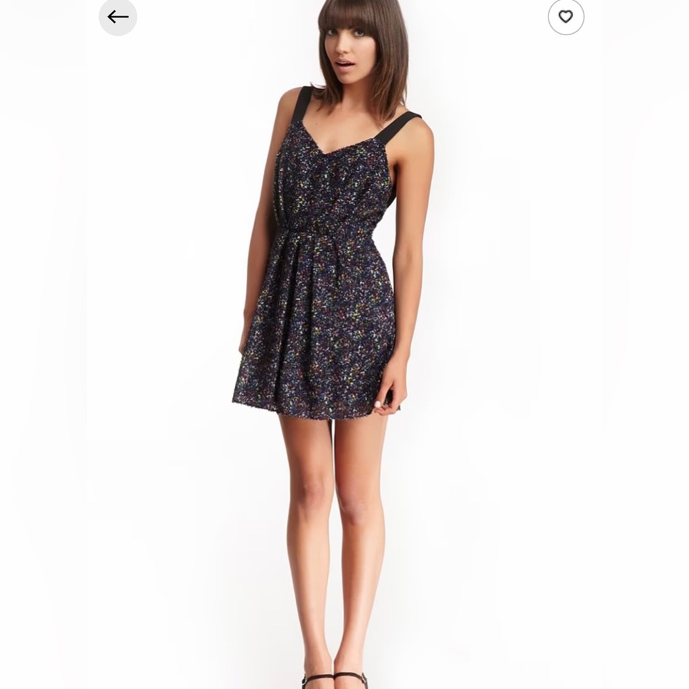 BCBGeneration Double Strap Print Cocktail Dress, Black/ Multi